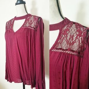 Maurices Maroon Lace Blouse || Extra Large